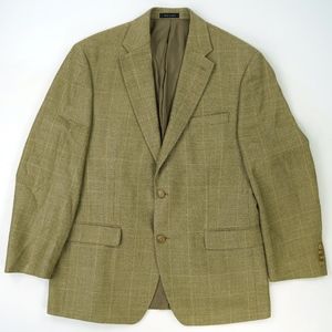 Ralph Lauren Tan Check Plaid Silk Wool Sport Coat